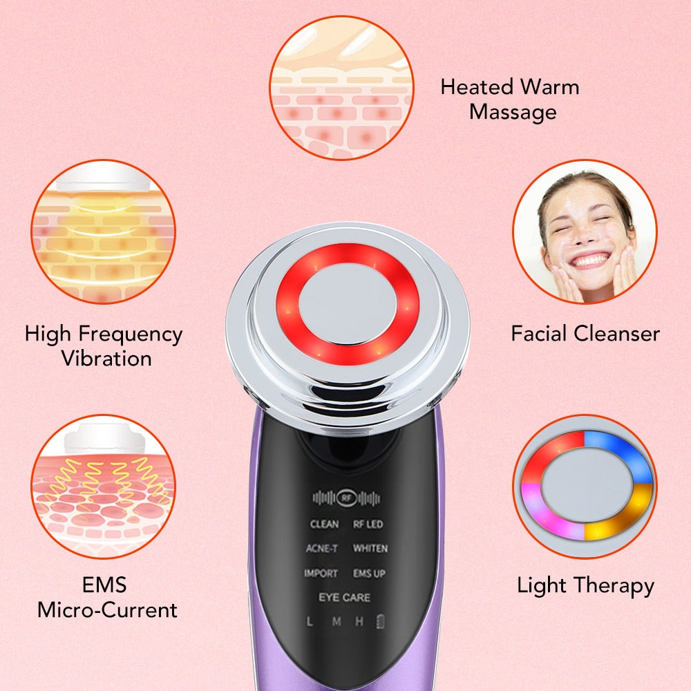 LED Facial Massager Skin Rejuvenation,Skin Moisture,Skin Tightening,Facial Clean,Dead Skin Removal,Anti-acne,Blemish Removal,Anti Wrinkle,Whitening,Lifting