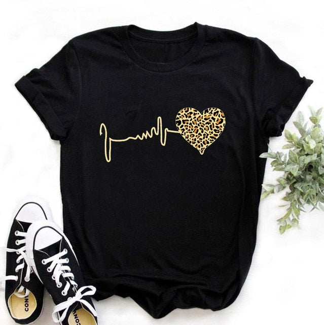 Leopard Heartbeat Short Sleeve T-Shirt