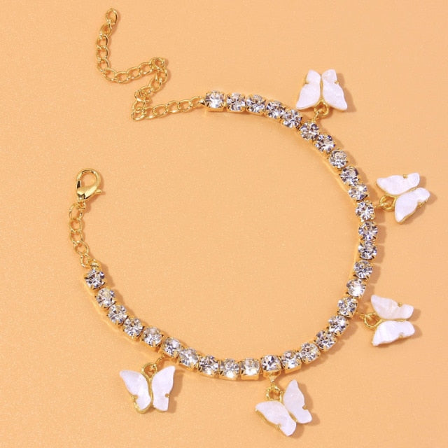 Rhinestone Butterfly Anklet