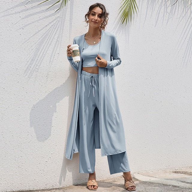 Three Piece Loungewear Set Sky Blue