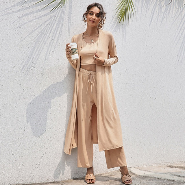 Three Piece Loungewear Set Apricot