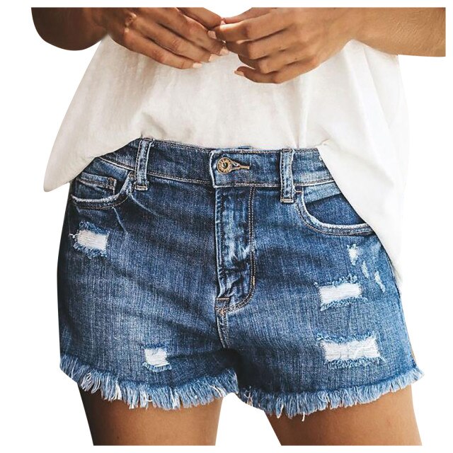 Blue Distressed Jean Shorts