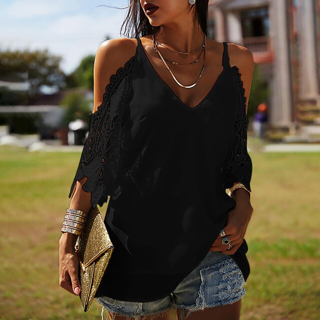 Black off the shoulder lace top