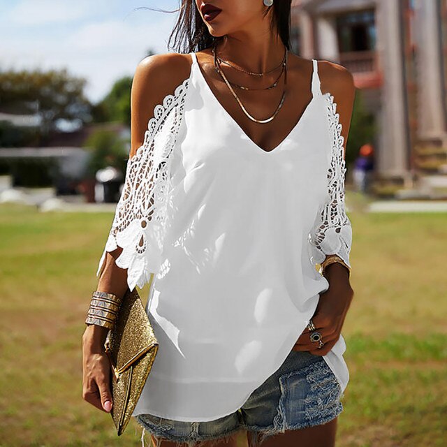 White off the shoulder lace top