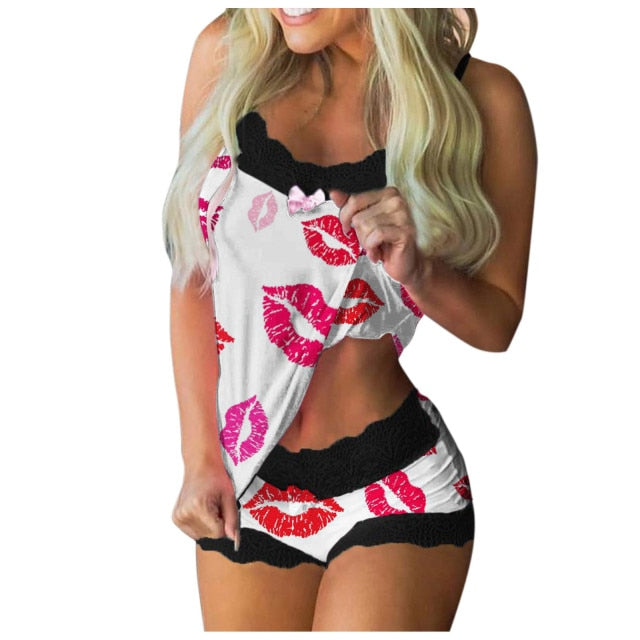 Kisses two piece tank top pajama set