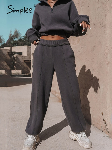 loose sporty droptop tracksuit dark gray