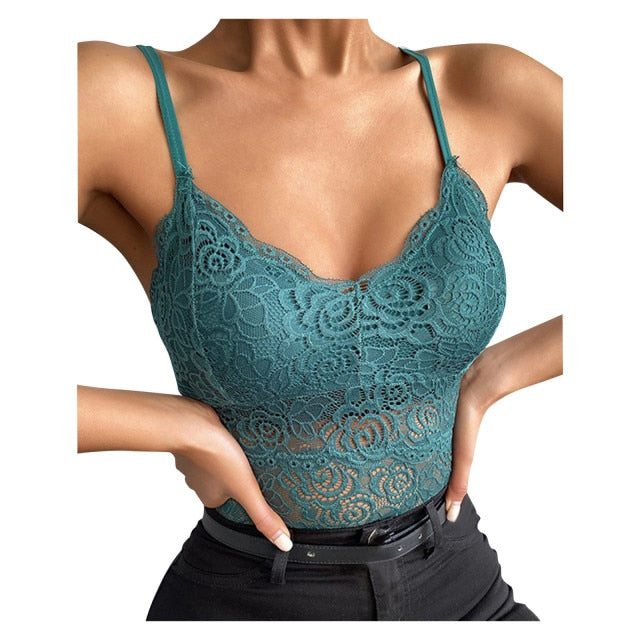 Green Lace Camisole Top