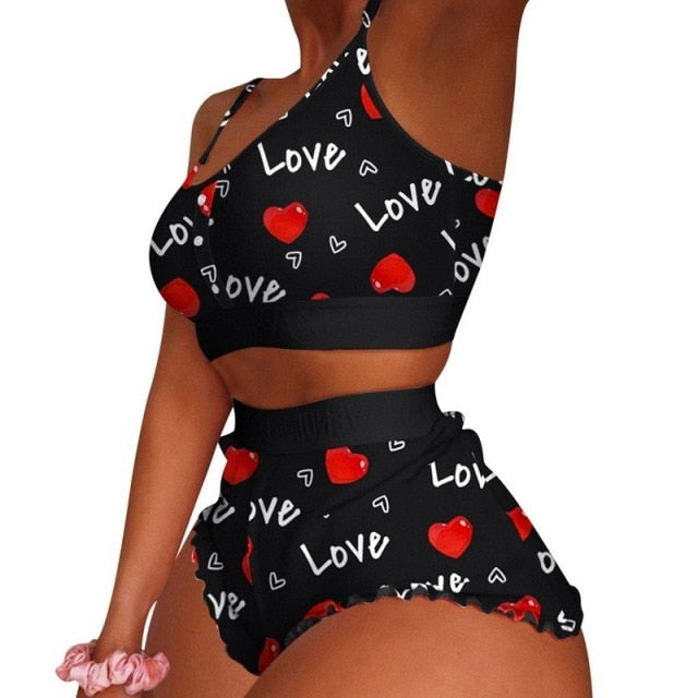 Heart love two piece pajama set