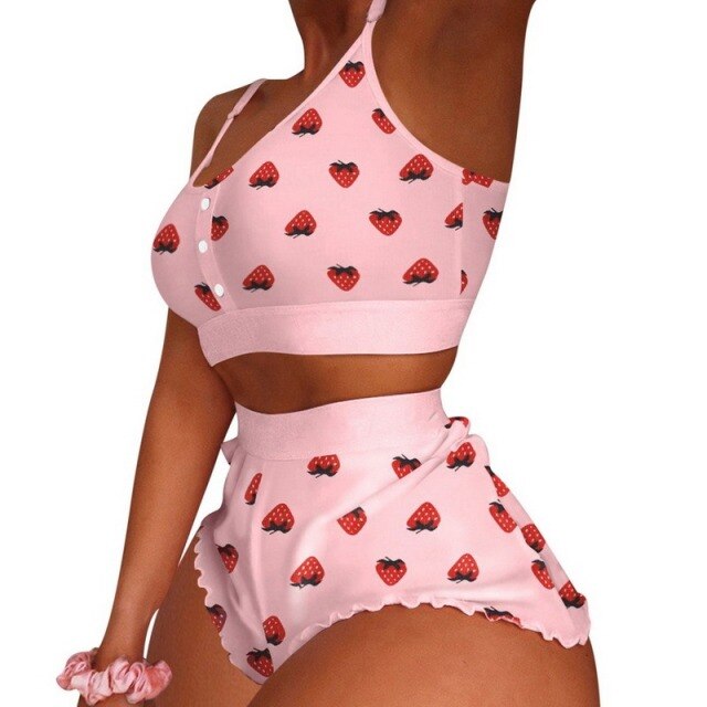 Strawberry two piece pajama set