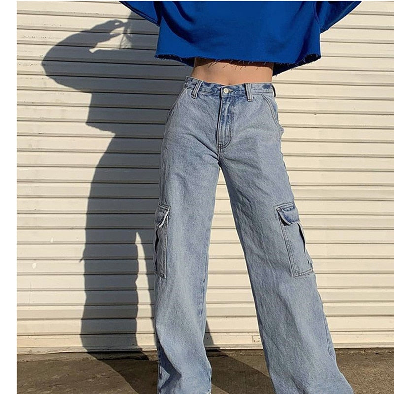 Denim wide leg trouser pants